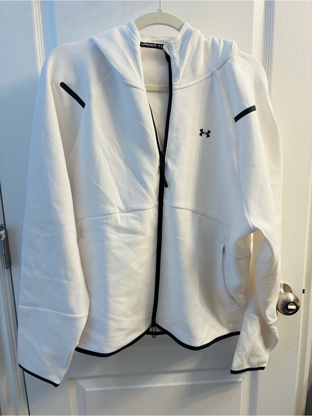 Under Armour Women's White Hooded Full-Zip Utility Jacket with Black Trim